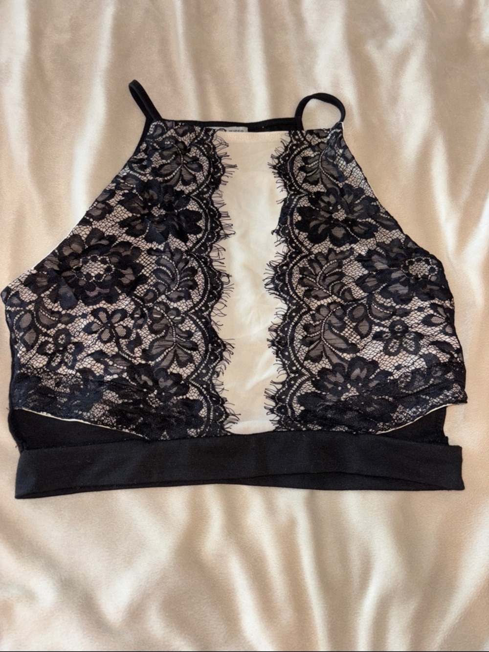 Charlotte Russe Black Lace High Neck Bralette